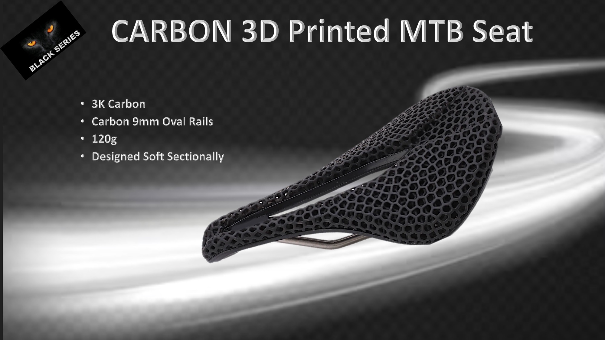 SEATS 3D printed MTB seat ( Black ) carbon