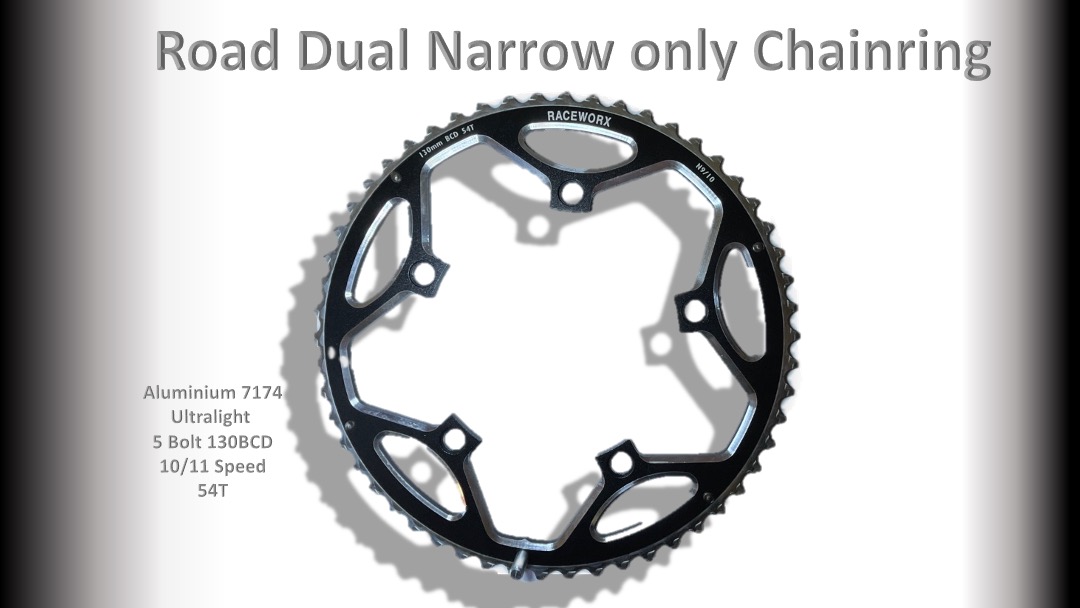 ROAD (54T) 130BCD 5 bolt 10/11/12s Round Black RACEWORX