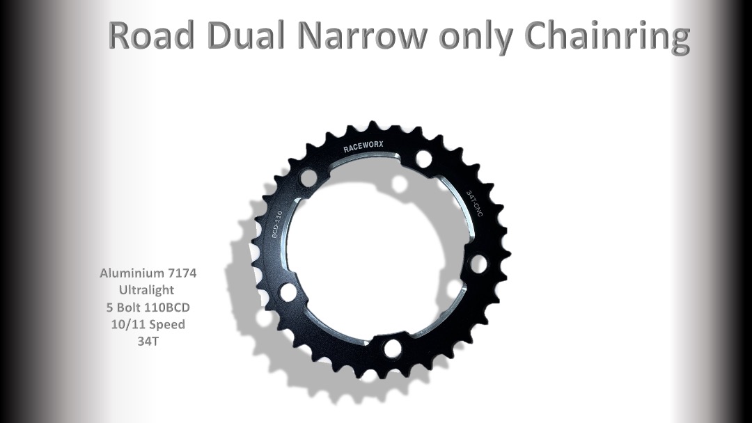 ROAD (34T) 110BCD 5 bolt 10/11s Round Black RACEWORX
