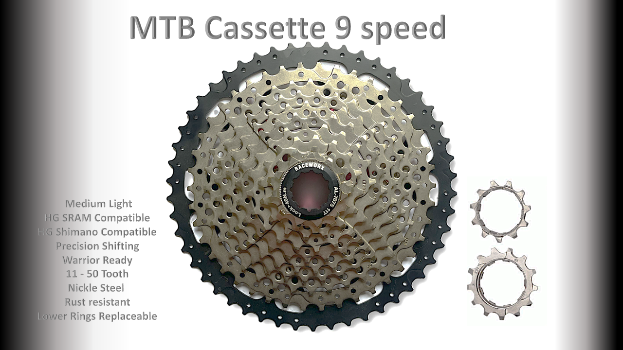 9s 11-50t Cassette Clusters Silver/Black - HG - (For Recreational Use)