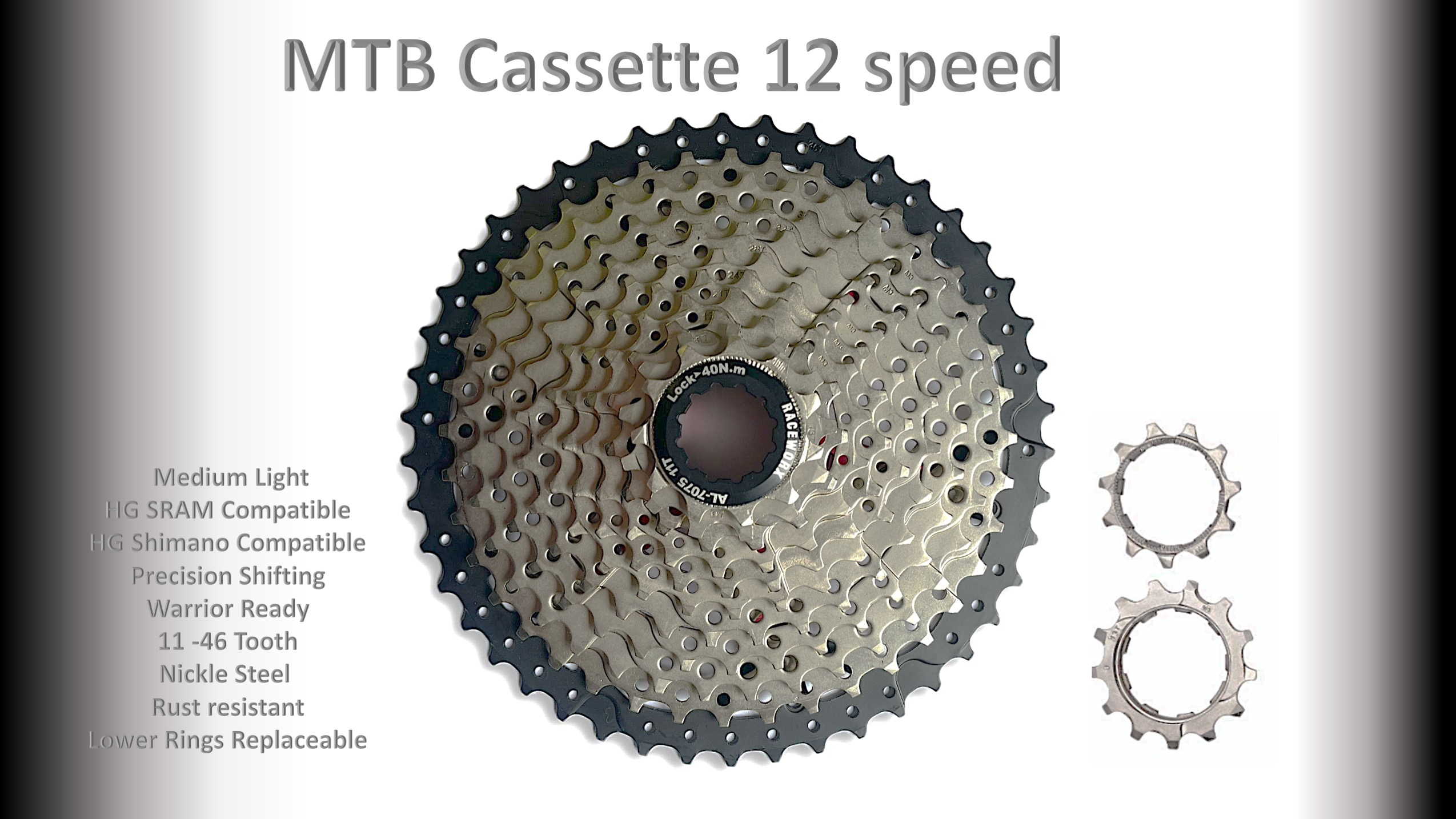12s 11-46t Cassette Clusters Silver - HG - (For Recreational Use)
