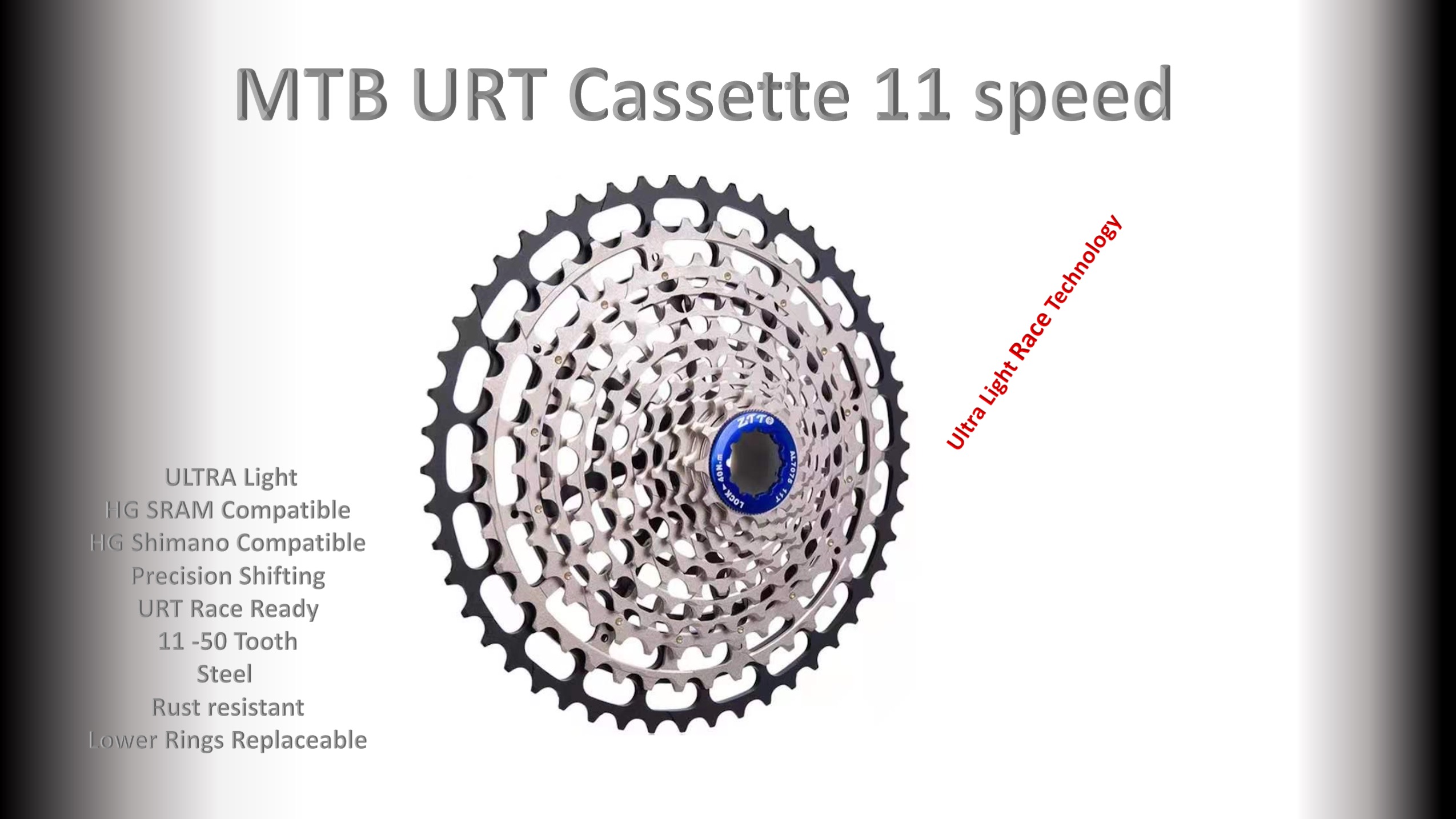 11s 11-50t Cassette Cluster Black URT (Ultralight Race Technology) - HG