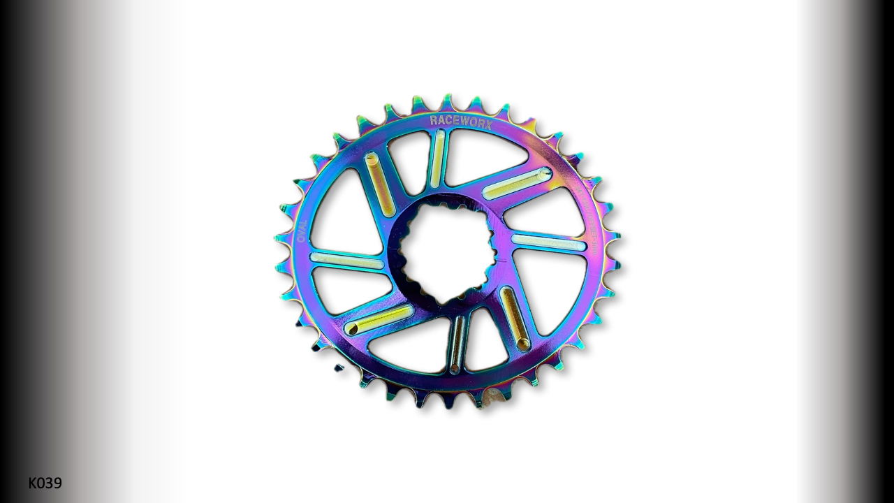 CHAIN RINGS Front MTB 10/11/12s GXP 1x Oval 6mm offset Oil Slick RACEWORX (34T)