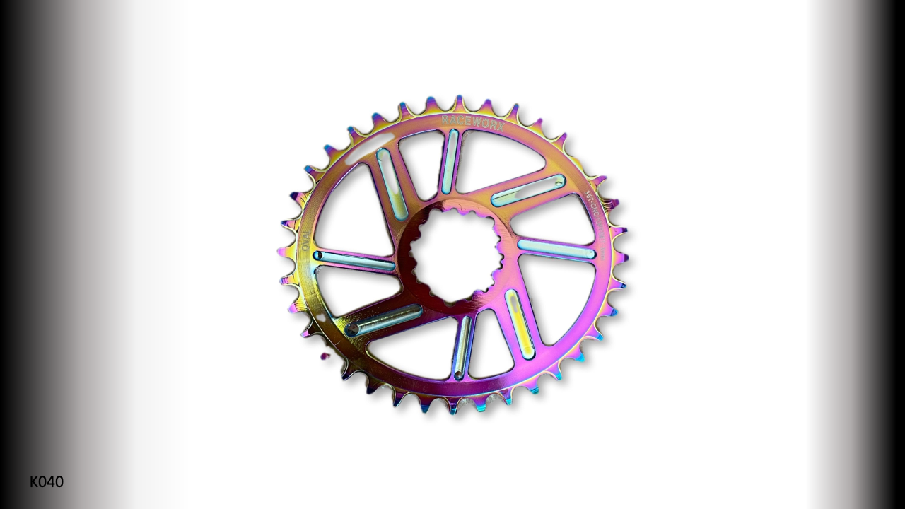 CHAIN RINGS Front MTB 10/11/12s GXP 1x Oval 6mm offset Oil Slick RACEWORX (36T)