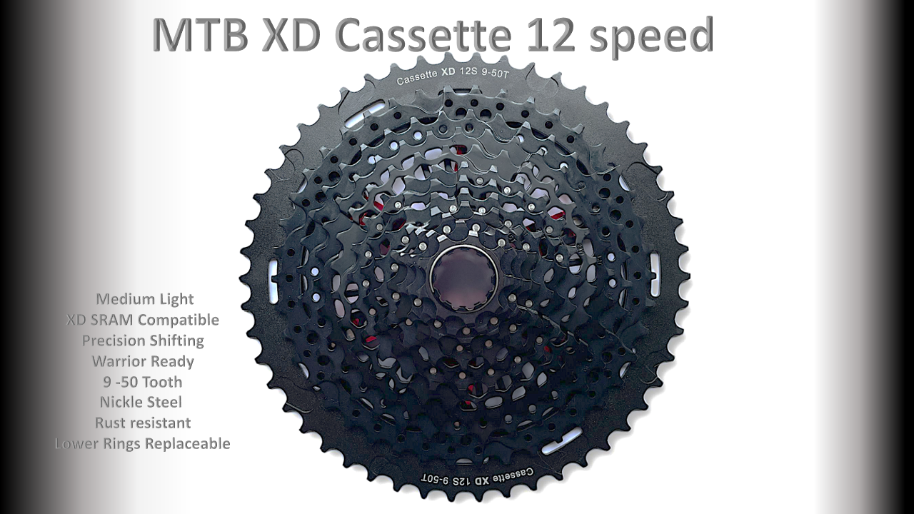 12s 9-50t Cassette Clusters Black - XD - (For Recreational Use)