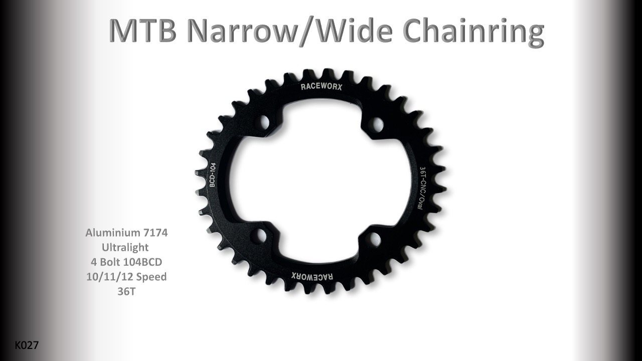 CHAIN RINGS Front MTB 104BCD 10/11/12s 4 bolt 1x Oval Black RACEWORX (38T)