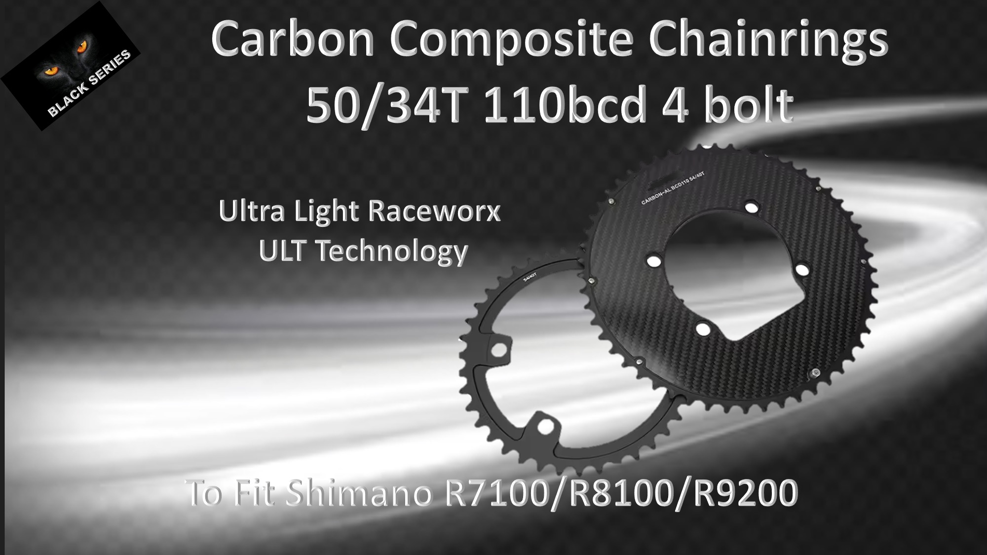 ROAD CARBON (50/34T) 4 bolt 110BCD compatabile with Shimano Crank Set (R7000/R8100/R9200) Set