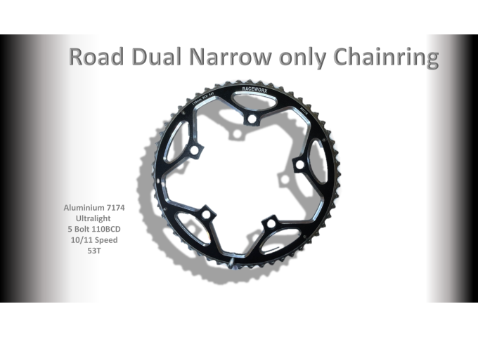 ROAD (53T) 110BCD 5 bolt 10/11s Round Black RACEWORX