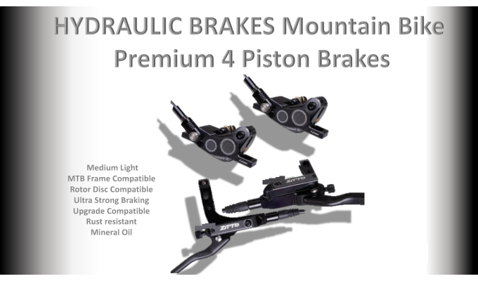 BRAKE HYDRAULIC Mountain Bike Premium 4 Piston Brakes (mineral oil)